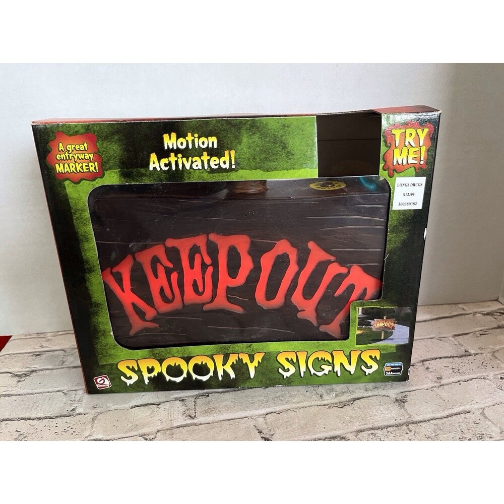 Gemmy Motion Activated KEEP OUT Halloween Sign Lights up Screaming Tested Works